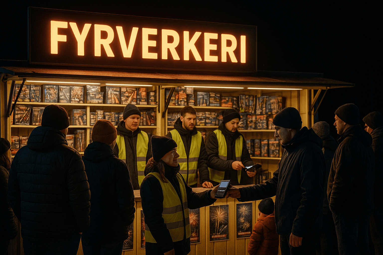 People cue fyrverkeri